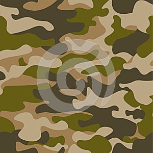 Seamless pattern. Abstract military or hunting camouflage background. Brown, green color. Vector illustration. repeated texture te