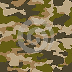 Seamless pattern. Abstract military or hunting camouflage background. Brown, green color. Vector illustration. repeated texture te