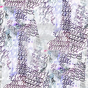 Seamless pattern with abstract pattern. Mixed media and collage