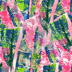 Seamless pattern with abstract pattern. Mixed media and collage