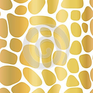 Seamless pattern abstract organic gold foil shapes Terrazzo mosaic style. Metallic golden geometric repeating background