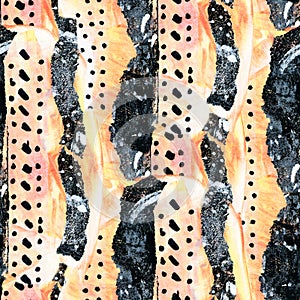 Seamless pattern with abstract pattern. Mixed media and collage