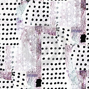Seamless pattern with abstract pattern. Mixed media and collage