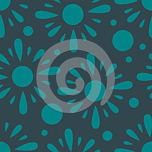 Seamless pattern with abstract shapes in blue and green. Colorful vector