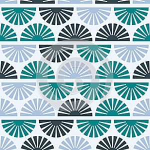 Seamless pattern with abstract shapes in blue and green. Colorful vector
