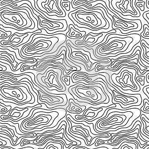 Seamless pattern. Abstract Topographic map, lines and contours. Conditional geographical scheme and terrain. Texture of the