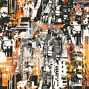 Seamless pattern with abstract urban city