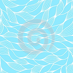 Seamless pattern with abstract waves. Wavy blue azure background. Vector wave texture.