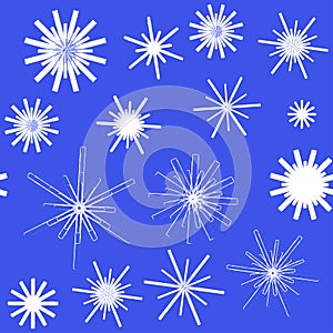 Seamless pattern with abstract white snowflakes on a blue background. Decorative pattern for festive wrappers, napkins