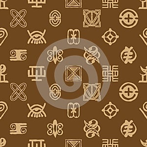 Seamless pattern with Adinkra symbols