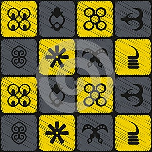 Seamless pattern with adinkra symbols