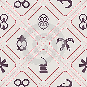 Seamless pattern with adinkra symbols