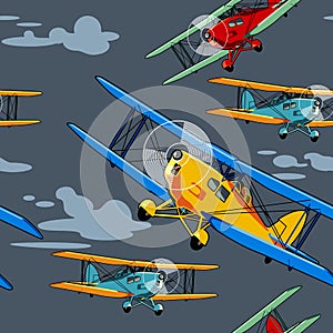 Seamless pattern with airplanes