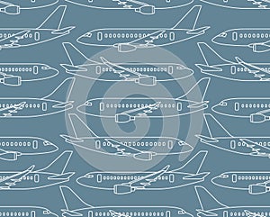 Seamless pattern with airplanes profiles