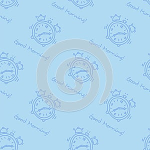 Seamless pattern with alarm clock