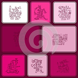 Seamless pattern with American Indians relics dingbats characters