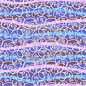 Seamless pattern with anchors. Ongoing backgrounds of marine theme. photo