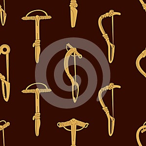 Seamless pattern with ancient brooch fibula