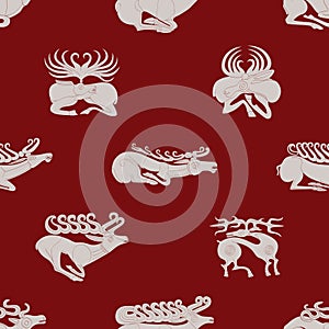 Seamless pattern with ancient Scythian art and animal motifs