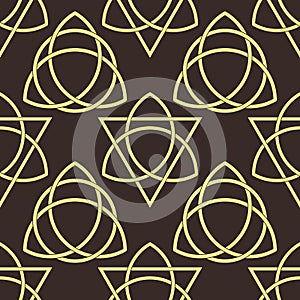 Seamless pattern with Ancient sign Triquetra