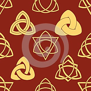 Seamless pattern with Ancient sign Triquetra