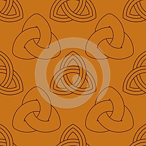 Seamless pattern with Ancient sign Triquetra