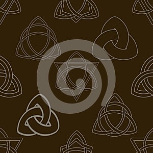 Seamless pattern with Ancient sign Triquetra