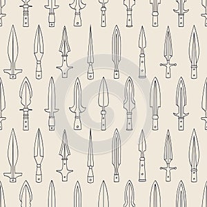 Seamless pattern with ancient spearheads