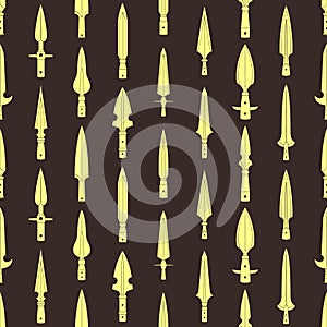 Seamless pattern with ancient spearheads