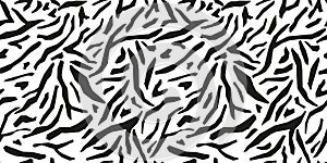 Seamless pattern animal rough striped on white background. Monochrome fur wild animals tiger or zebra