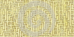 Seamless pattern of antique maze scheme, painted on old paper or parchment