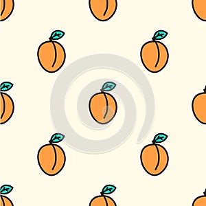 Seamless pattern with apricot. Vector illustration
