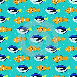 Seamless pattern with aquarium fish