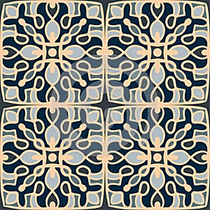 Seamless pattern with arabesques in retro style. Vector