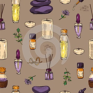 Seamless Pattern with aromatherapy accessories