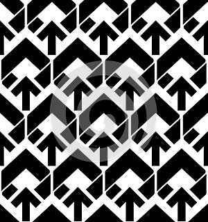 Seamless pattern with arrows, black and white infinite geometric