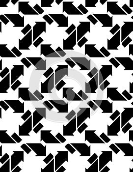 Seamless pattern with arrows, black and white infinite geometric