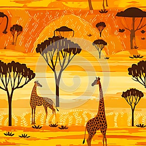 Seamless pattern art of Africa background