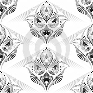 Seamless pattern art deco graphic ornament stylish background, repeating texture stylized elements