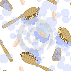 Seamless pattern with attributes and detals for sauna bath. Vector illustration