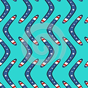 Seamless pattern with australian boomerangs in national colors