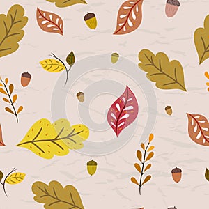 Seamless pattern in autumn colors from collection with piglet.