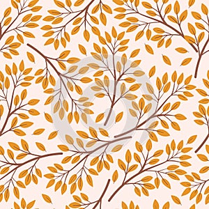 Seamless pattern with autumn leaves, colorful foliage. Vector background