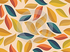 Seamless pattern with autumn leaves in flat style. Flat leaf design. Autumn falling leaves. Design for print, banners and wrapping