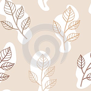 Seamless pattern of autumn leaves white background vector illustration vector. Autumn pastels