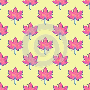 Seamless pattern autumn maple leaf