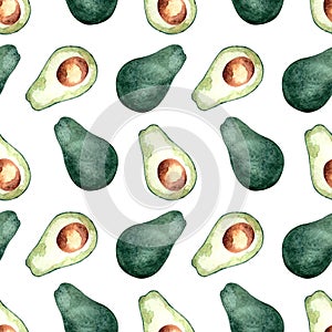 Seamless pattern, avocado, watercolor, modern design