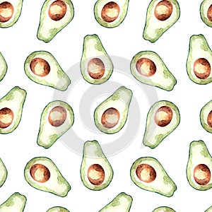 Seamless pattern, avocado, watercolor, modern design