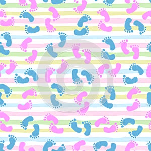 Seamless pattern with baby footprint