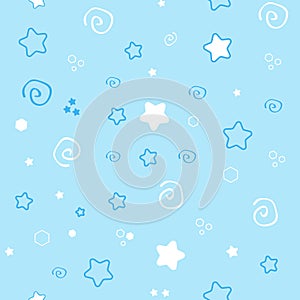 Seamless pattern baby set on blue background. cute illustration of a delicate, soft color.